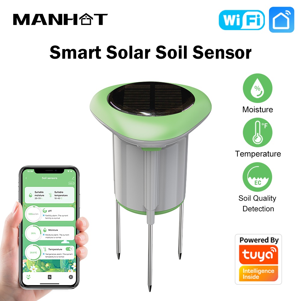 Smart Soil Sensor - Sensore Solare WiFi Intelligente MANHOT 3-in-1